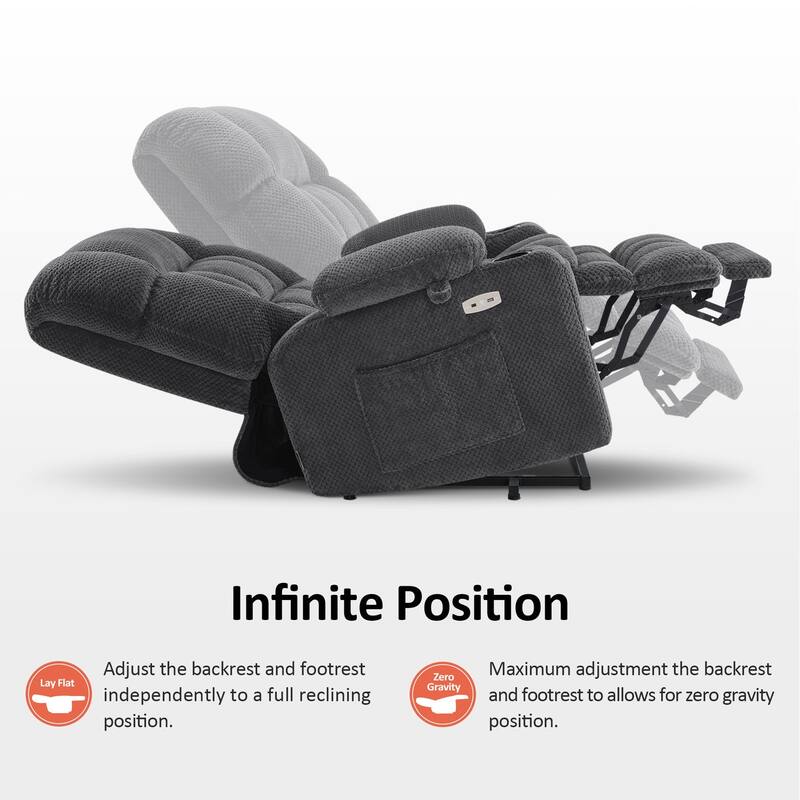 MCombo Small Dual Motor Power Lift Recliner Chair Sofa with Massage and Heat, Infinite Position, USB Ports, Fabric 7893