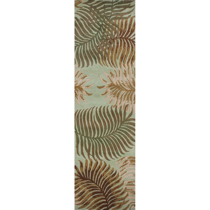 Domani Camila Aqua Tropical Hand-tufted Wool Area Rug - 2'3" x 8' Runner