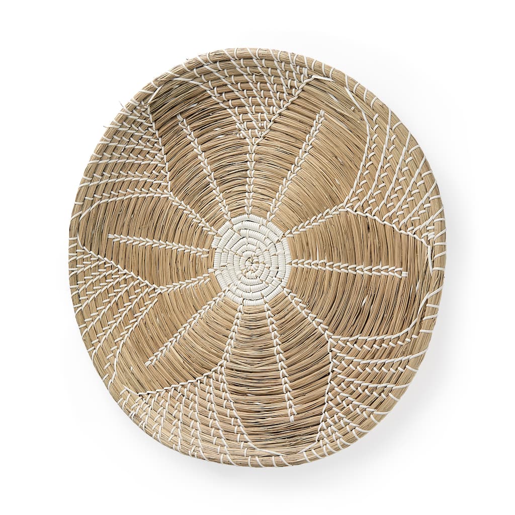 Mekhi Light Brown Seagrass w/ White String Round Wall Hanging Plate