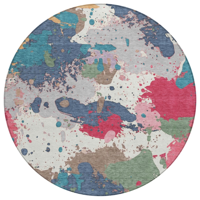 Machine Washable Indoor/Outdoor Modern Splatter Chantille Rug