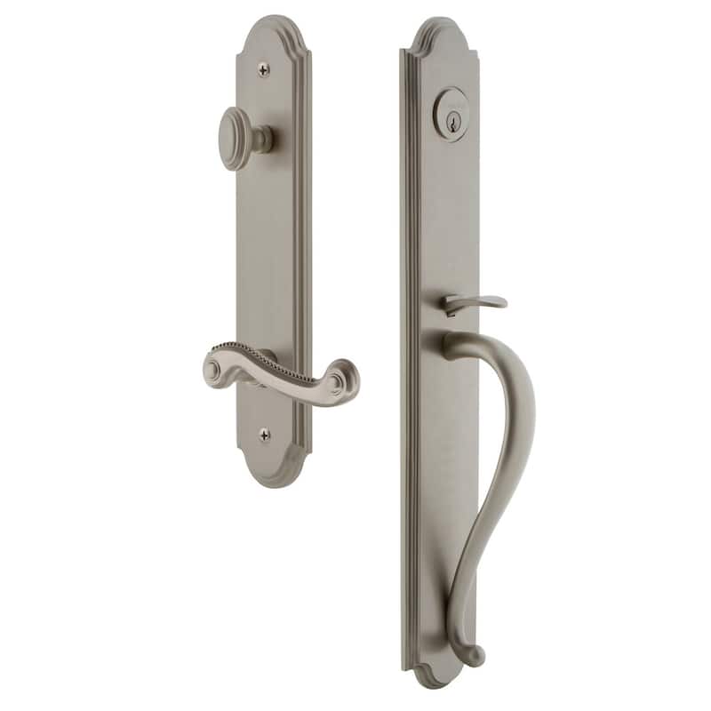 Grandeur Arc Solid Brass Rose Right Handed Keyed Entry Single Cylinder - Satin Nickel