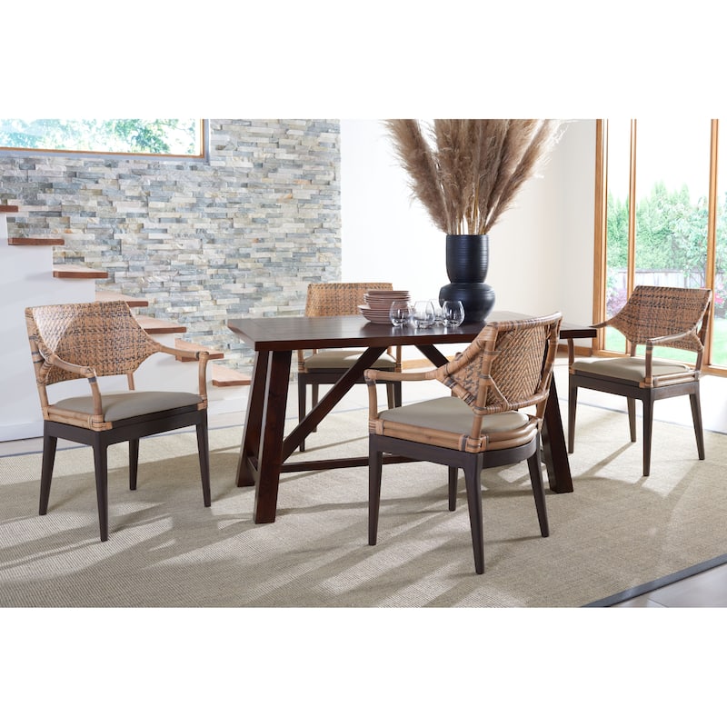 SAFAVIEH Saveta Honey Arm Chair - 23" x 22.5" x 34" - 23Wx23Dx34H