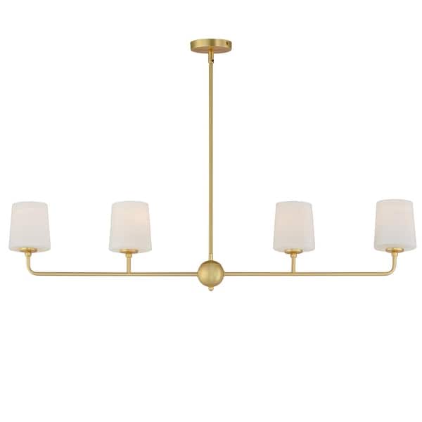 slide 2 of 10, Maxim 12097SW Bristol 4 Light 48" Wide Linear Chandelier Satin Brass