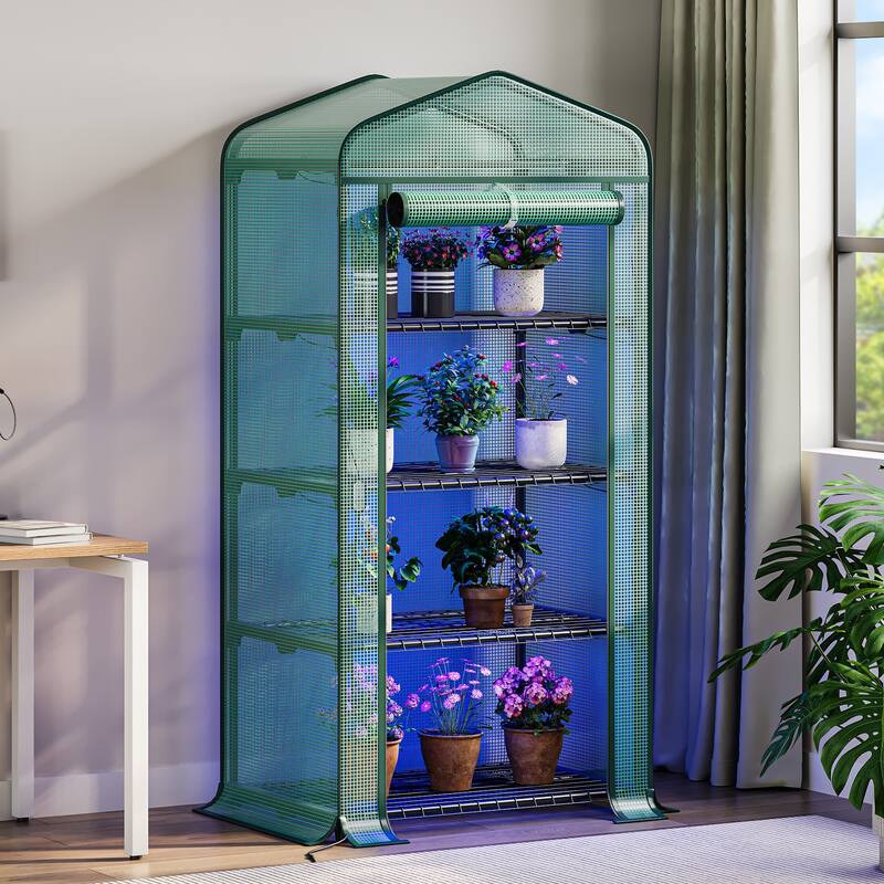 Moasis Growing Rack, Mini Greenhouse with Lights