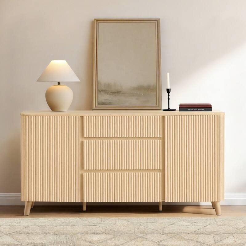 Spruce & Spring 62-Inch Sideboard Cabinet Modern Buffet Cabinet with Storage