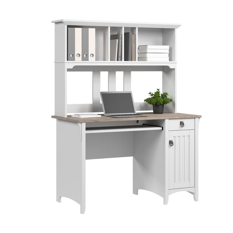 Bush Furniture Salinas Small Computer Desk with Storage Hutch - Shiplap Gray/Pure White