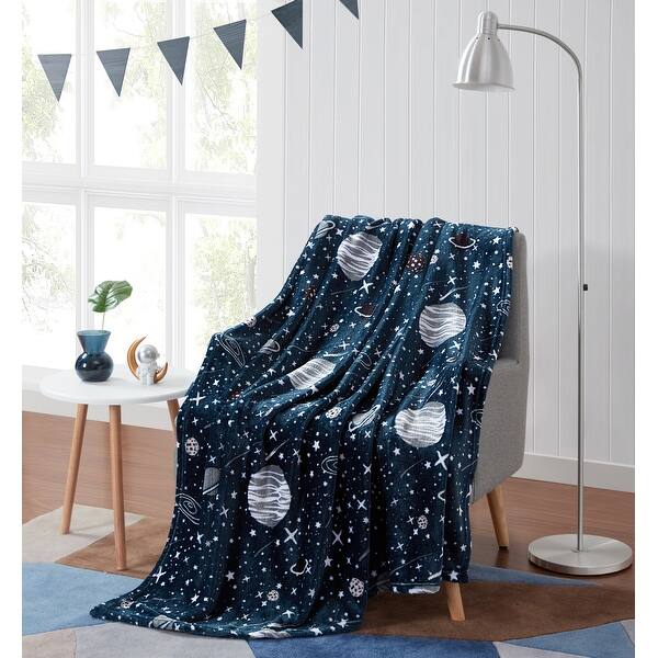 slide 1 of 3, Asher Home Outerspace Plush Throw Blanket