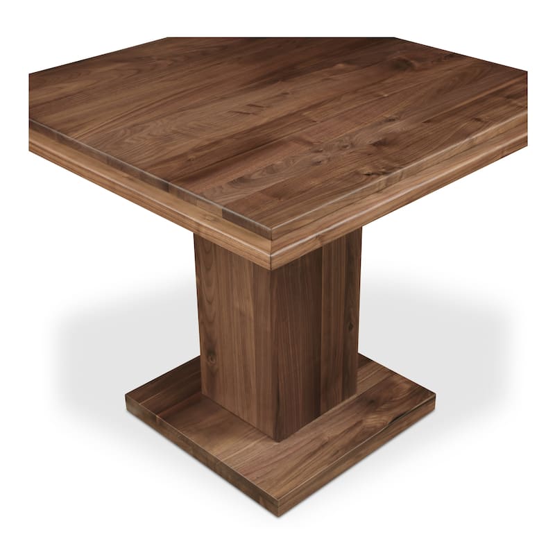NADAAL STUDIOS Calyx Bar Table, Double Square Solid Walnut Top with Curved Edge, Square Base, Natural Walnut