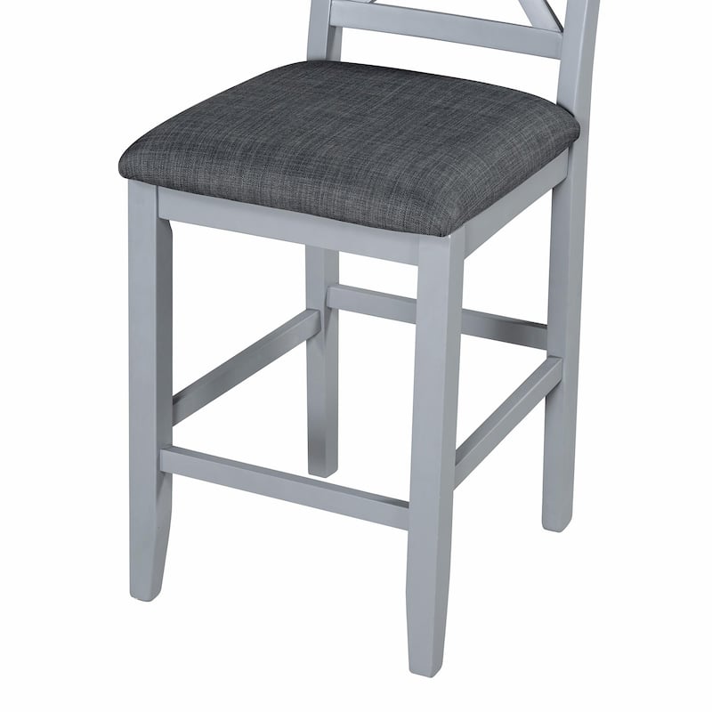 60"L x 30"W Solid Wood Farmhouse Counter Height Dining Table Set with 3-Tier Storage Shelves