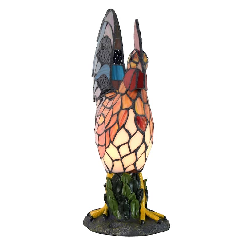 17.5 inches Tall Tiffany Morning Rooster Accent Lamp - 17.5 inches Tall