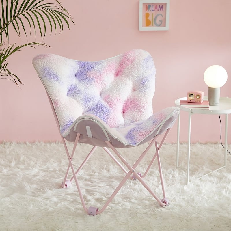 Urban Shop Soft Folding Butterfly Chair With Holographic Trim