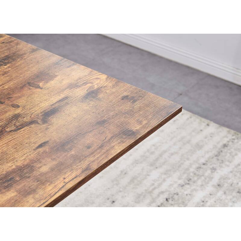 Rectangle MDF Dining Table with Metal Base - Black
