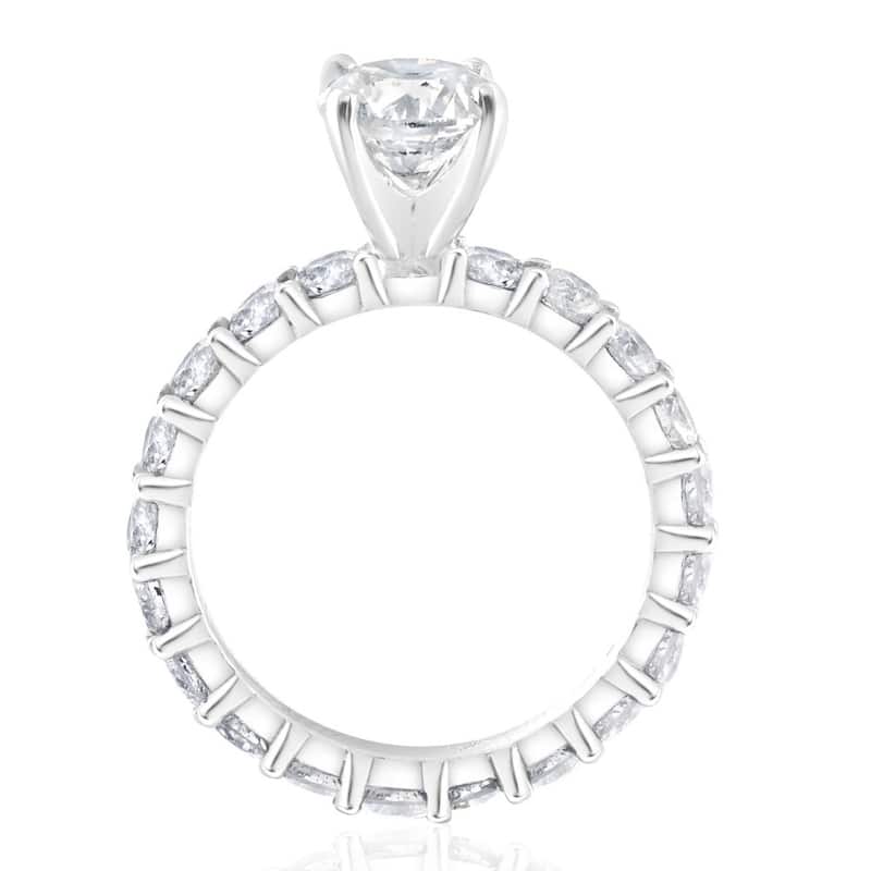 2 1/4Ct Round Cut Diamond Eternity Engagement Ring White Gold