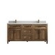 preview thumbnail 15 of 48, Willow Collections 72 x 22 Santa Monica Teak Double Bowl Sink Bathroom Vanity in Distressed Graywashed with Countertop 2" Carrara Quartz