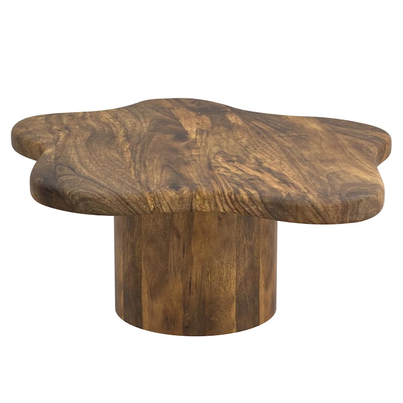 Mid-Century Modern Solid Mango Wood Large Coffee Table - Walnut