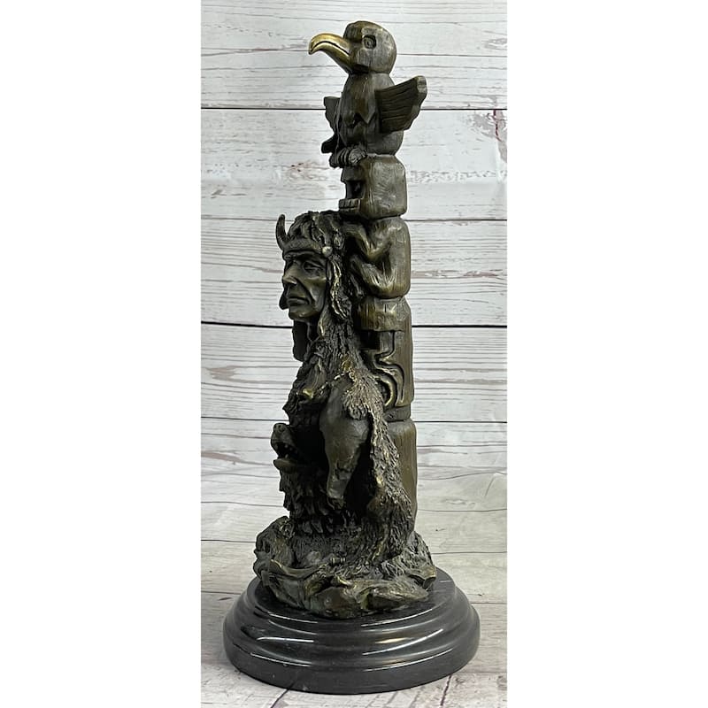 Native American Indian Totem Pole Bronze Sculpture Statue Original Art By Milo