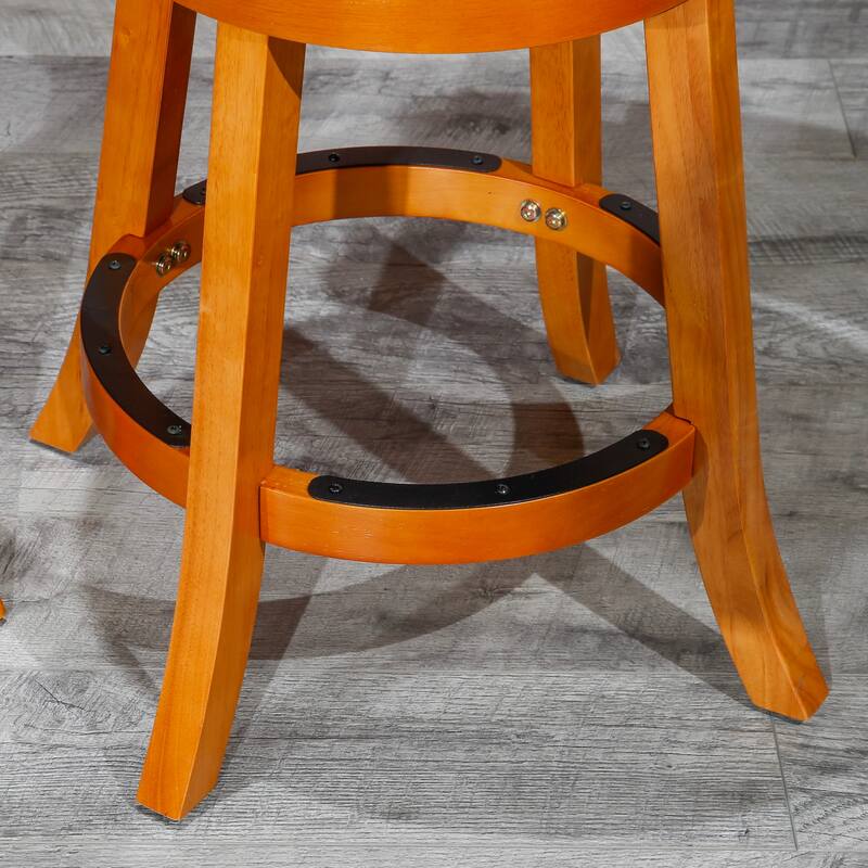 Bar Stool, Saddle Leather Seat - Single - Tan - Counter Height