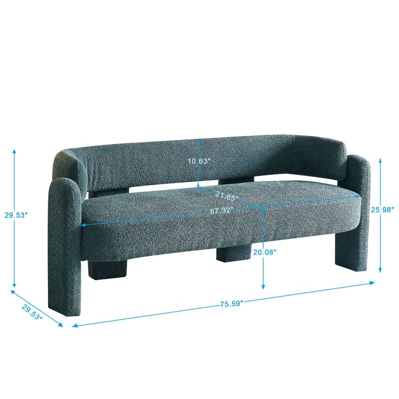 Modern Upholstered Bench Velvet Sofa with Rolled Arms, Loveseat Sofa, Chaise Sofa for Club Living Room Bedroom