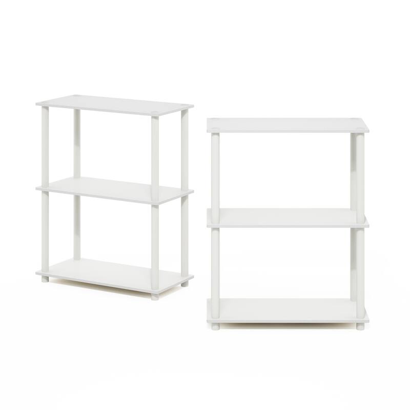 3 Tiers Wood Household Shelving Unit in White (23.6 in. W x 29.6 in. H x 11.6 in. D), Set of 2 - 23.6