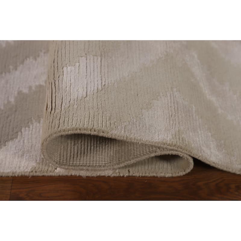 Chevron Style Nepalese Indian Area Rug Hand-Knotted Wool Carpet - 8'0" x 9'10"