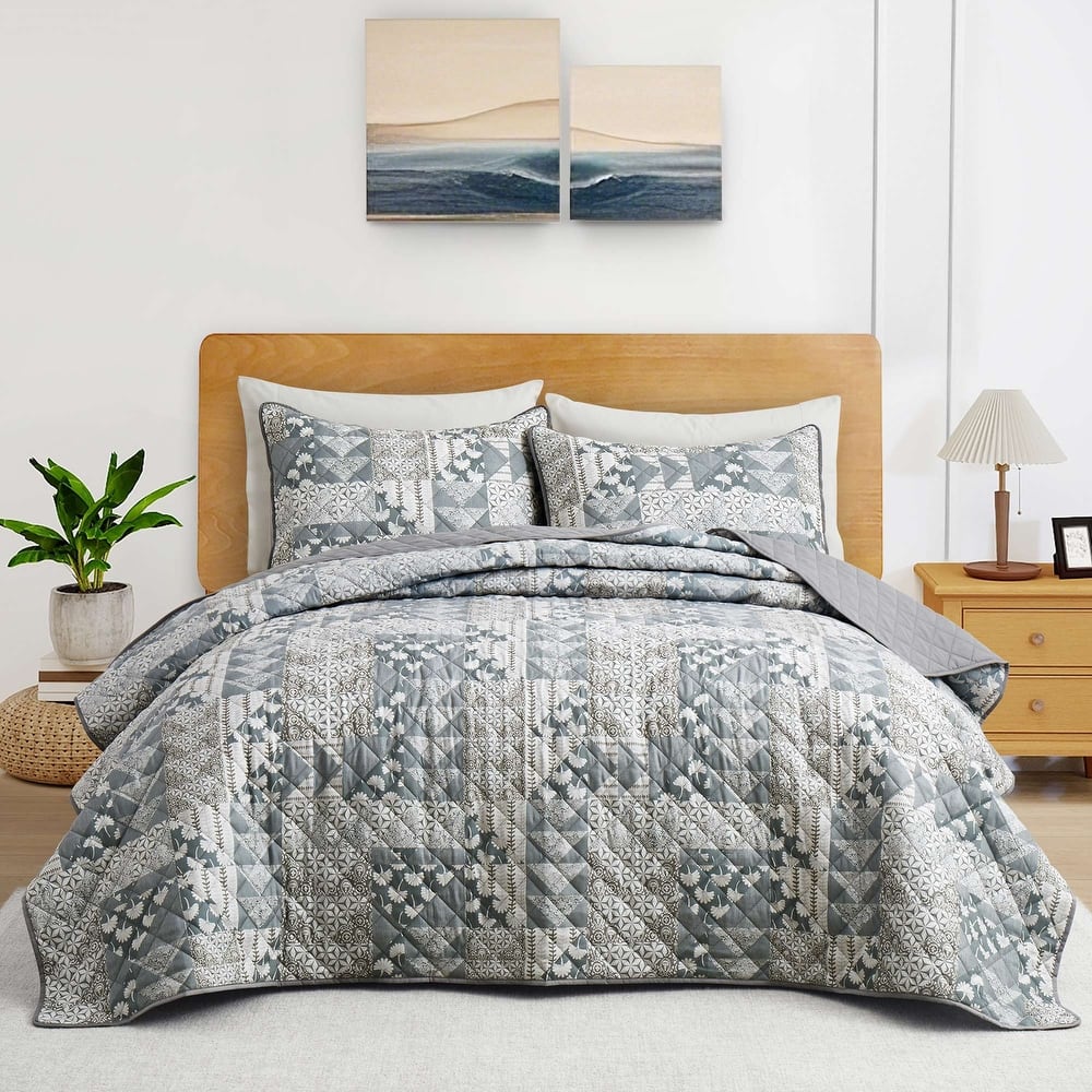 3-Piece Reversible Ultra Lighweight Coverlet Premium Microfiber Bedspread Quilt Set