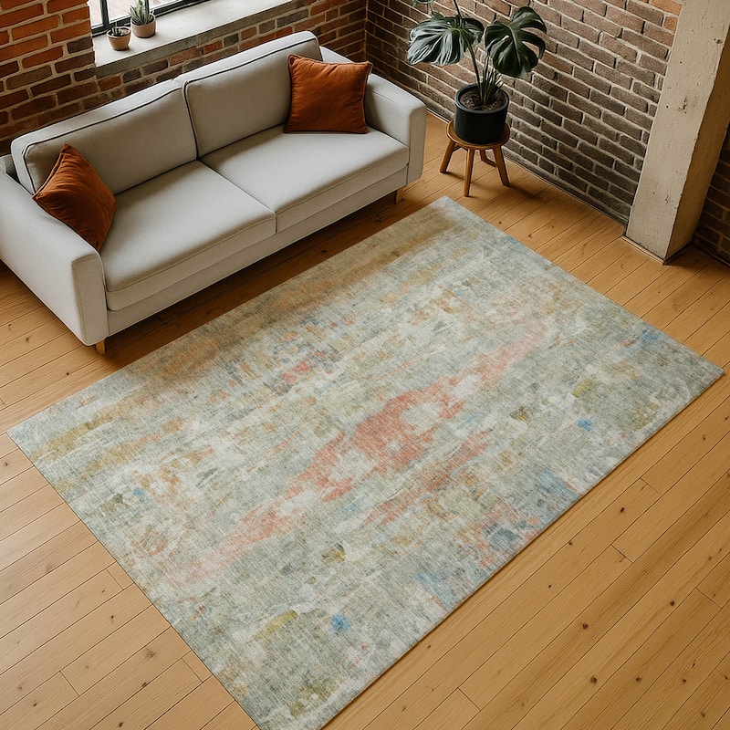 Machine Washable Indoor/ Outdoor Muted Ombre Chantille Rug
