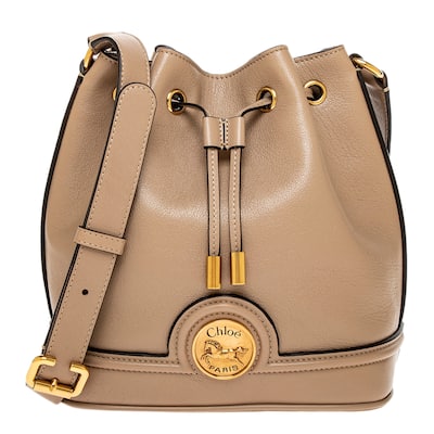 Chloe Horse Medal Leather Bucket Bag