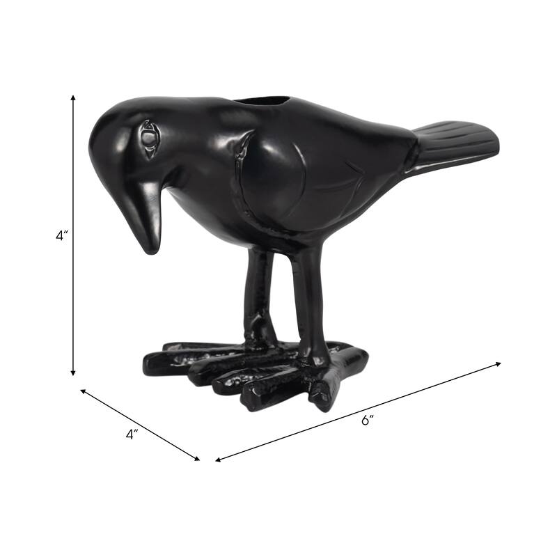 Aluminum Crow-Shaped Taper Candle Holder - Black, 4 in. - 6.0"