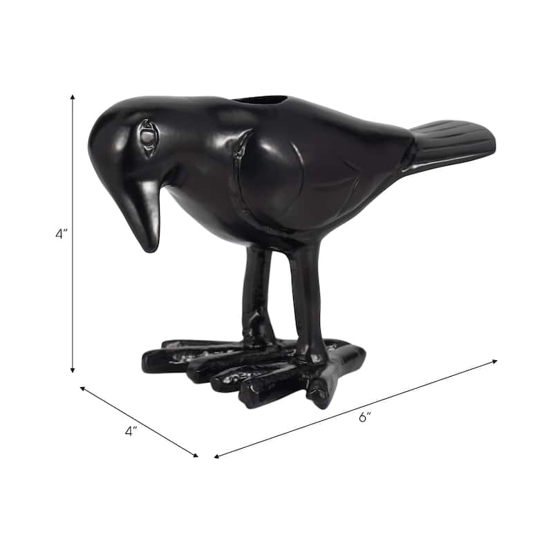 Sagebrook Home's 6-Inch Black Crow Taper Candle Holder - Elegant Aluminum Decor for Cozy Ambiance - 6" x 4" x 4"