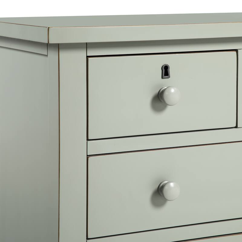 4- Drawer Nightstand with Dovetail Construction and Wooden Knobs