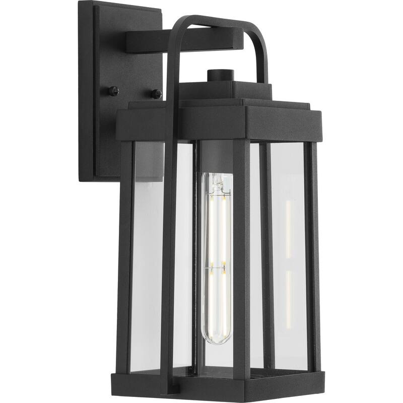 Walcott One-Light Textured Black Modern Farmhouse Outdoor Medium Wall Lantern - 7.125 in x 7.37 in x 14 in