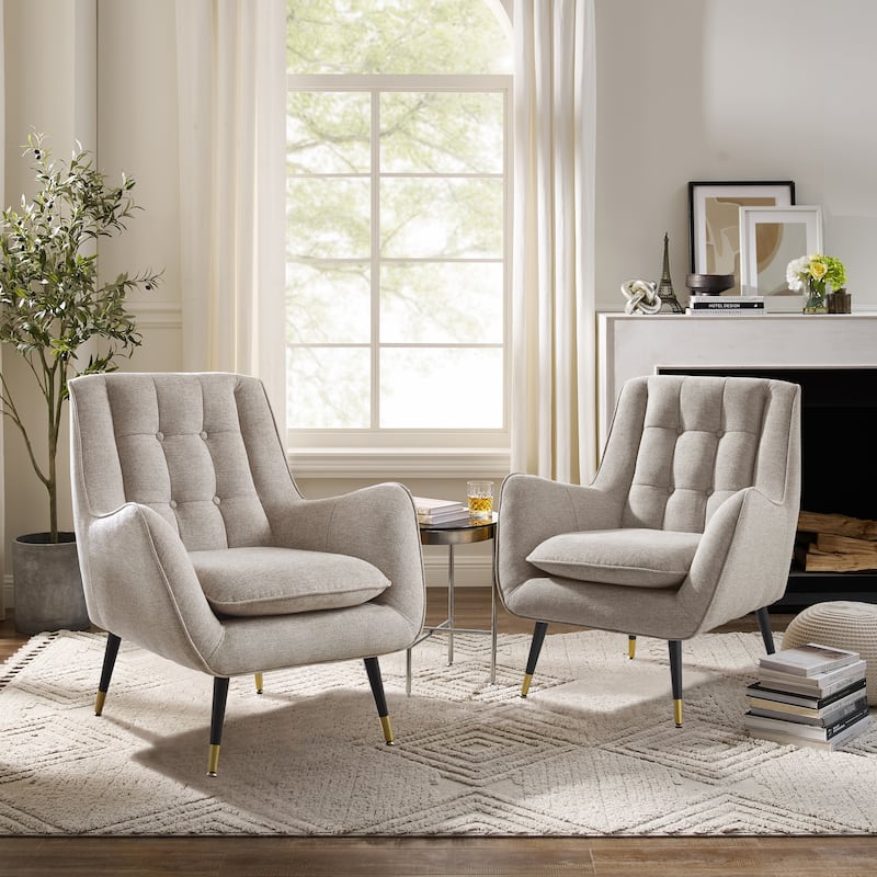 Art Leon Mid-century Modern Accent Arm Chair (SET OF 2) - SET OF 2 - Off White
