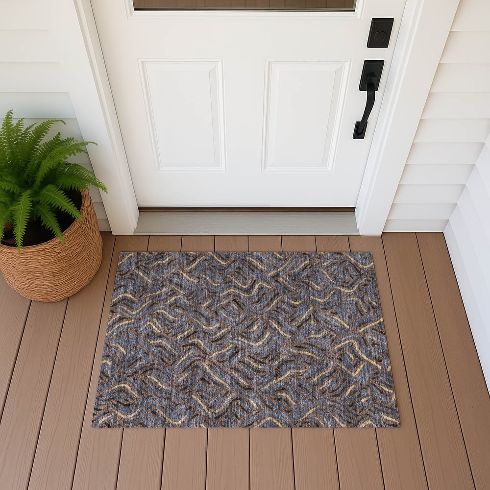 Machine Washable Indoor/ Outdoor Modern Jamie Chantille Rug