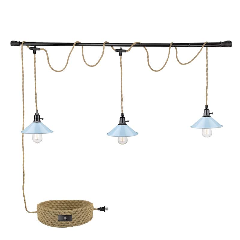 29FT 3-Light Plug in Pendant Light for Dining Room Kitchen（Rod Not Included） - Blue