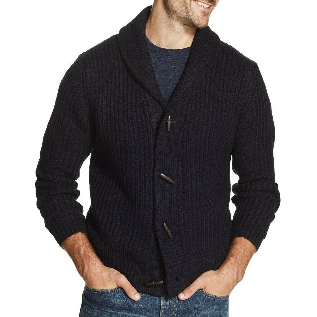 men's sweater with toggle buttons