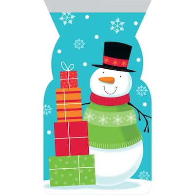 Snowman with Presents Stack Christmas Party Favor Bags - 9" - Club Pack of 144