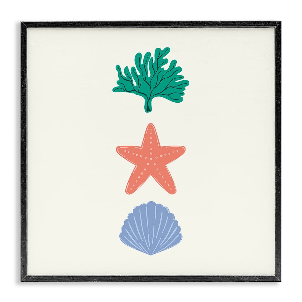 Stupell Coral & Sea Life Minimal Framed Giclee Art Design By Sazerelli Designs