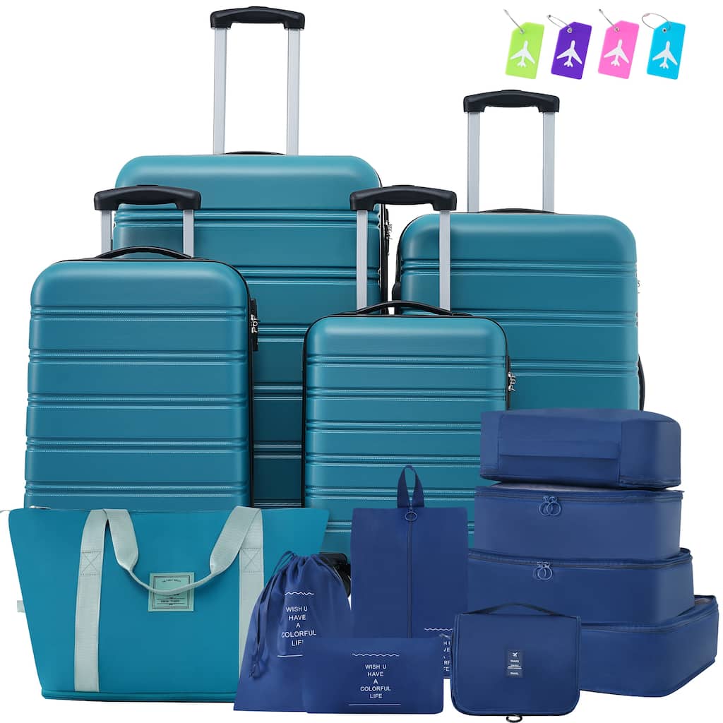 4-Piece Modern Luggage Sets, Lightweight Luggage with 360° Swivel Wheels and TSA Lock, for Boarding Travel, Blue