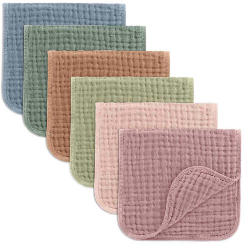 Muslin Burp Cloths for Babies by Comfy Cubs - Pack of 6 - Multicolor