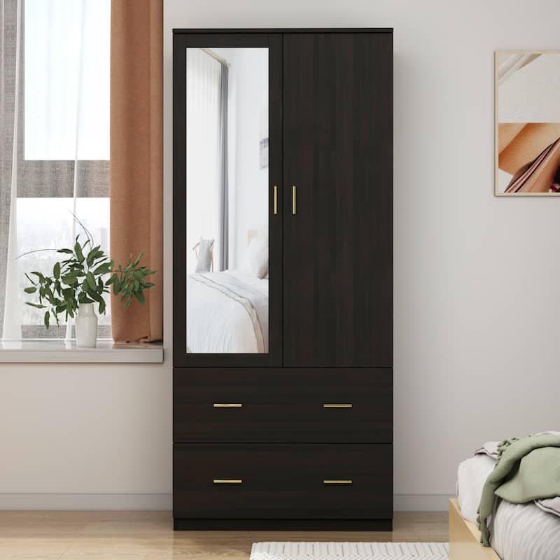 Freestanding Modern Minimalist Bedroom Wooden Armoire Wardrobe