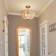 preview thumbnail 3 of 7, Renia Farmhouse Coastal 3 Lights Semi-flush Mount Lighting Antique Gold Beads Chandelier - D 14'' x H 13.7''