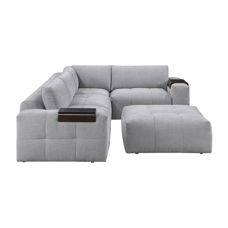 Mackay 143" Textured 5-Piece Modular Sectional Sofa with Ottoman