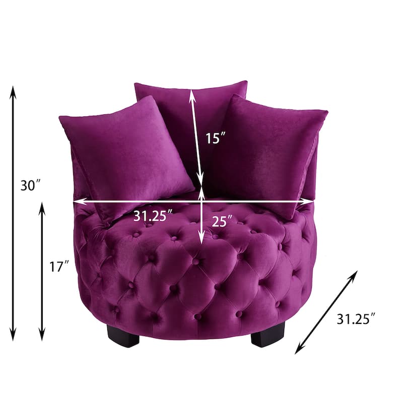 Velvet Tufted Accent Chair with Wood Frame