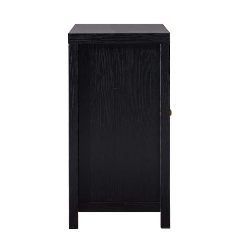 Walker Edison Modern Arched Glass Accent Cabinet with Brass Hardware