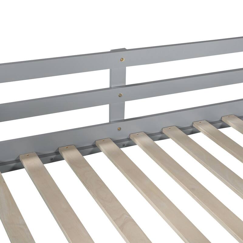 Twin Over Twin Bunk Bed with Slide and Ladder, Gray