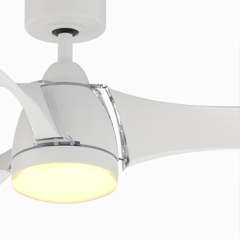 Fanimation Klear 56 inch Indoor/Outdoor Smart Ceiling Fan with LED CCT Select Light Kit and Remote - Matte White