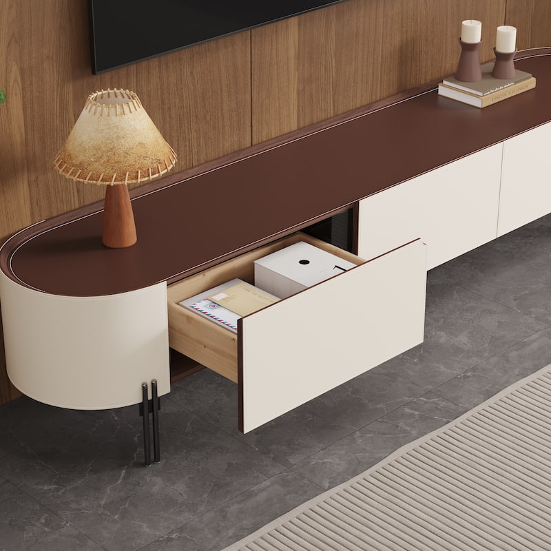 78.7'' Leather TV Stand, Modern Entertainment Center with 3 Drawers