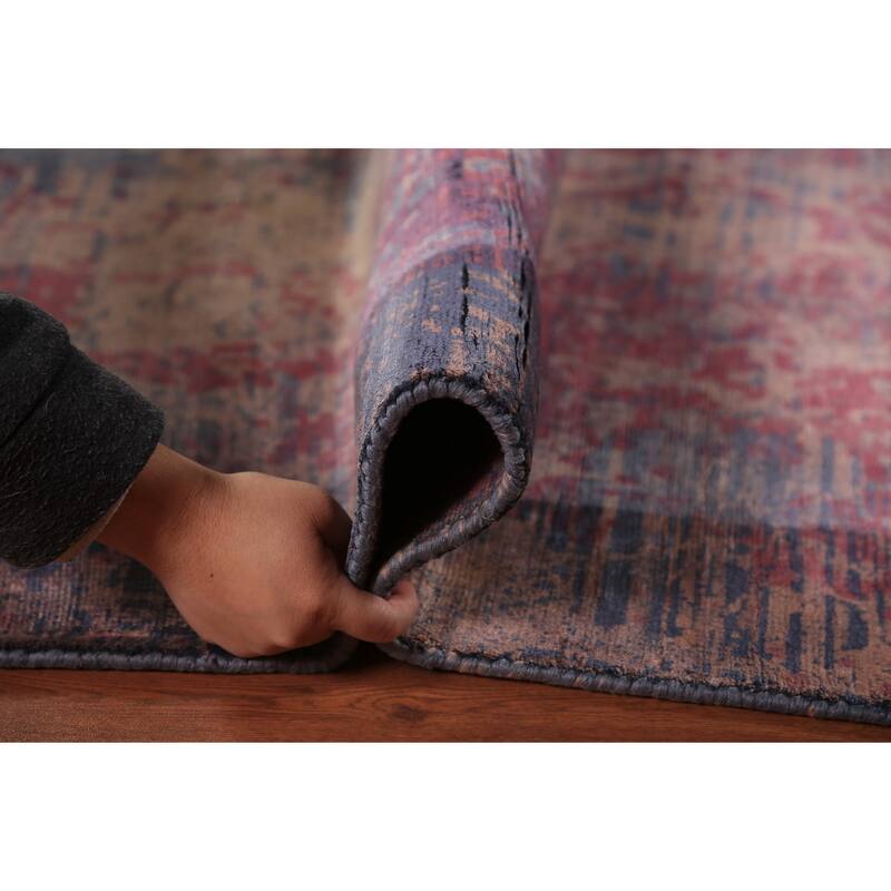 Contemporary Abstract Area Rug Handmade Indian Wool Carpet - 8'0"x 9'7"