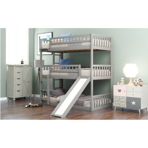 Triple Bunk Bed with Guardrails