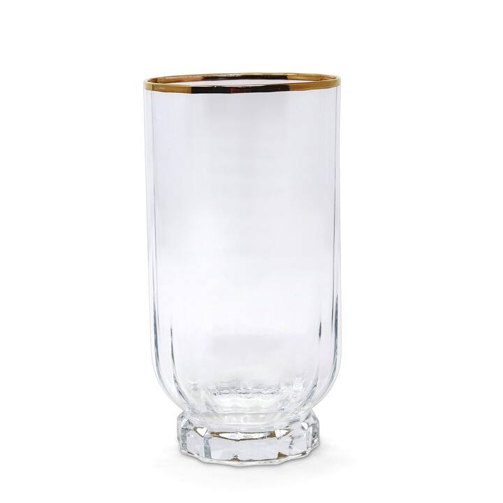 Set of 6 Highball Glasses with Gold Rim - Set of 6 - Highball - Gold